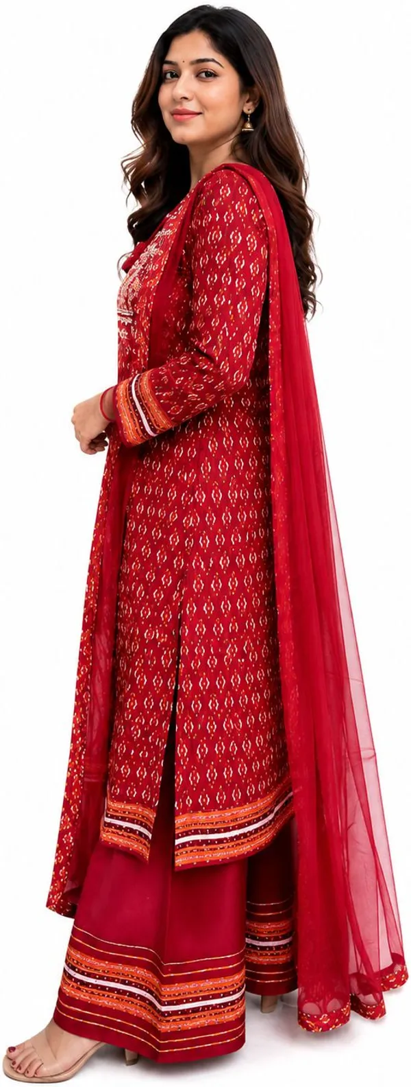 Maroon_Cotton_Straight_Embroidered_Kurta_Palazzo_Dupatta_Set_For_Women