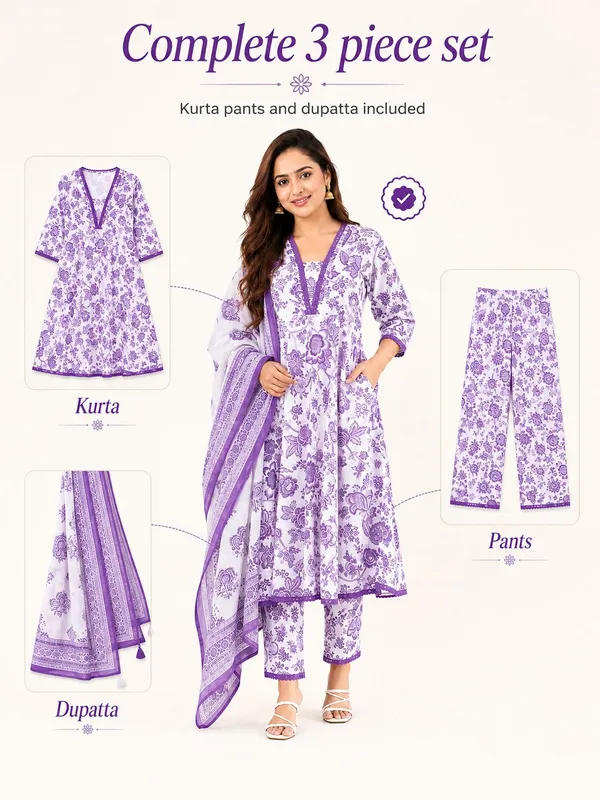 Purple_Cotton_Anarkali_Floral_Print_Kurta_Pant_Dupatta_Set_For_Women