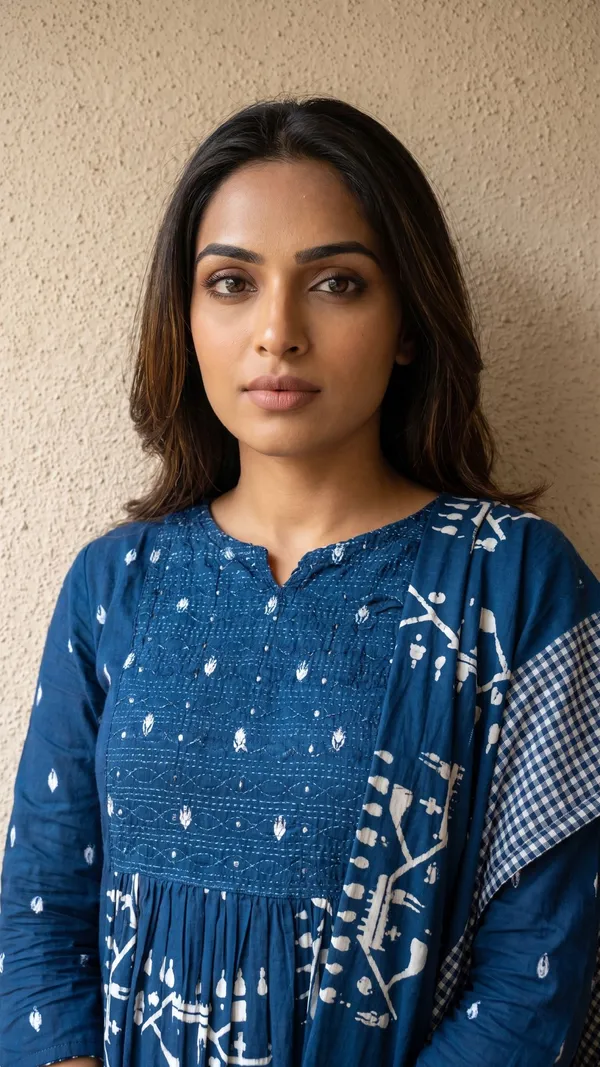 Dark_Blue_Cotton_Straight_Printed_Kurta_Pant_Dupatta_Set_For_Women