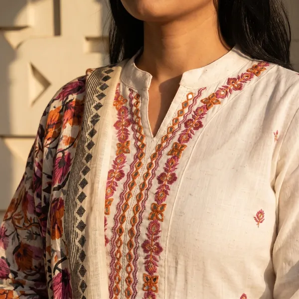Off_White_Cotton_Embroidered_Kurta_Pant_Dupatta_Set_For_Women