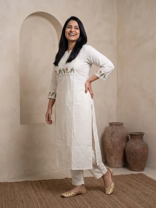 White_Cotton_Straight_Embroidered_Kurta_Pant_Dupatta_Set_For_Women
