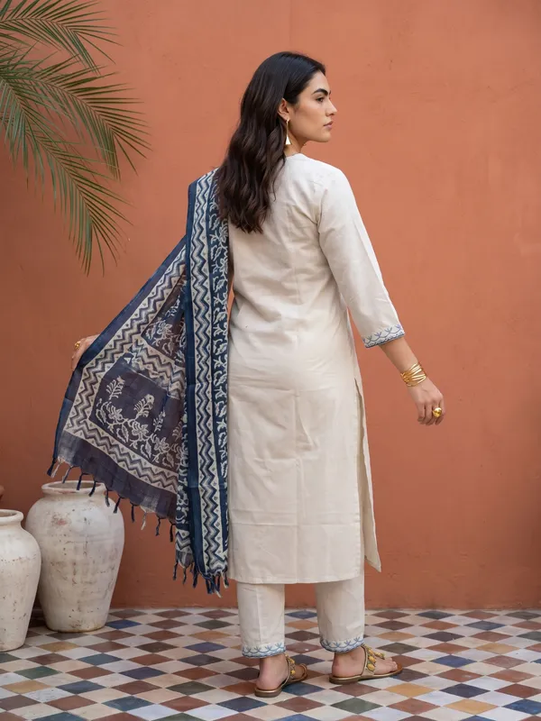 White_Cotton_Embroidered_Straight_Kurta_Pant_Dupatta_Set_For_Women