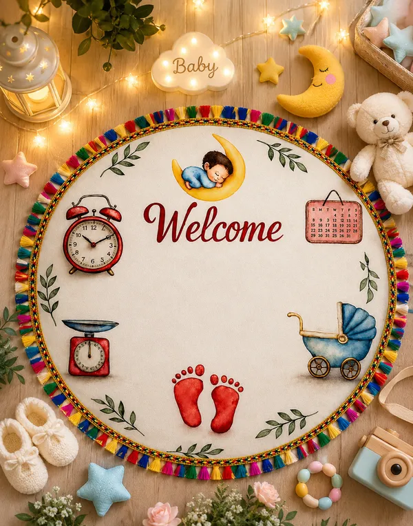 Baby_Welcome_Rumal_Footprint_Keepsake__|_(Size:17x17_Inch)_|