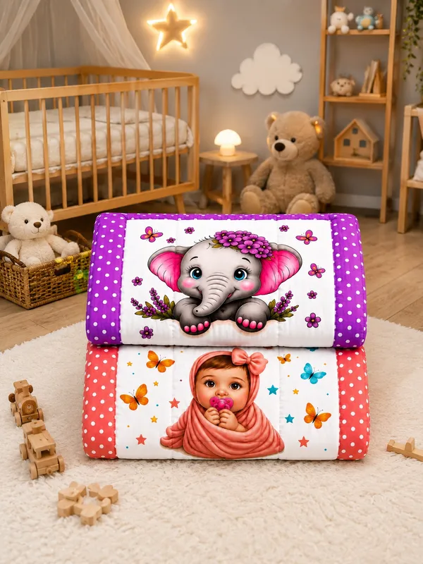 Printed_Elephant_And_Baby_Theme_Baby_Sleeping_Mattress_Set
