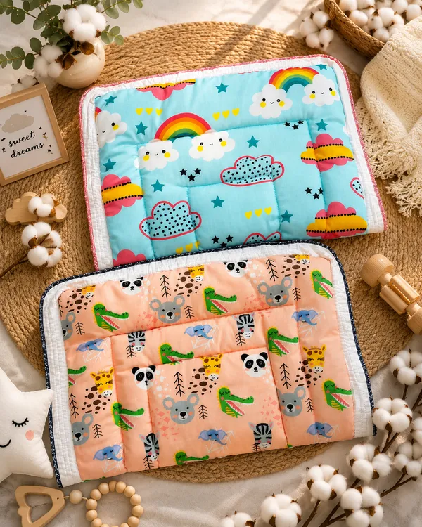 Multicolour_Quilted_Baby_Sleeping_Mat_for_Babies__|_(Size:30x20_Inch)_|_Soft_Cotton_Sleeping_Mattress_|