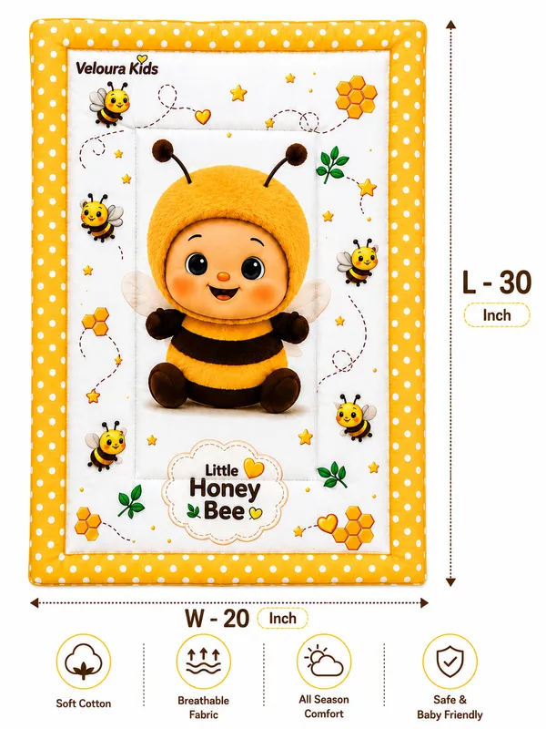 Yellow_Cotton_Honey_Bee_Baby_Nap_Mat__|_(Size:30x20_Inch)_|_Soft_Cotton_Sleeping_Mattress_|