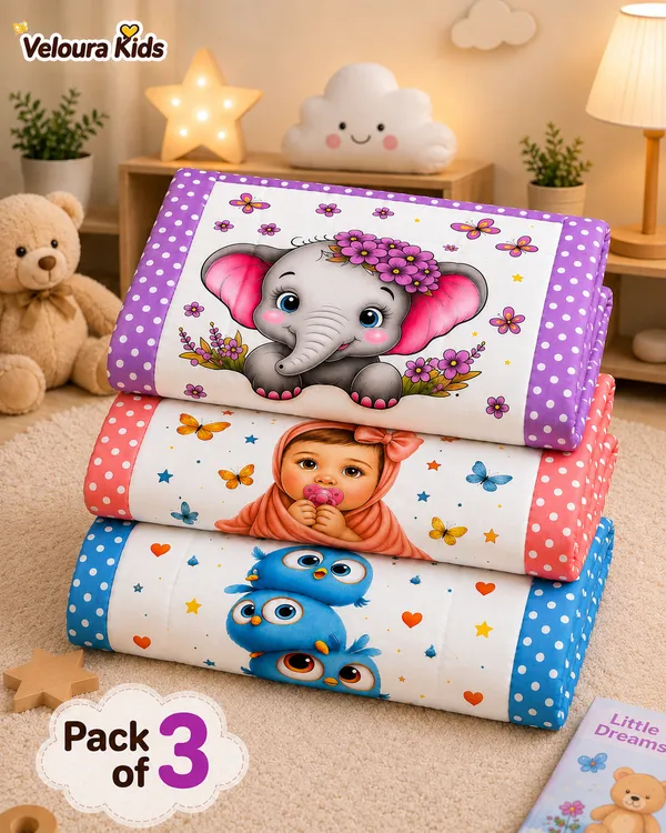 Printed_Animal_Kids_Mattress__Set_Of_3__|_(Size:30x20_Inch)_|_Soft_Cotton_Sleeping_Mattress_|