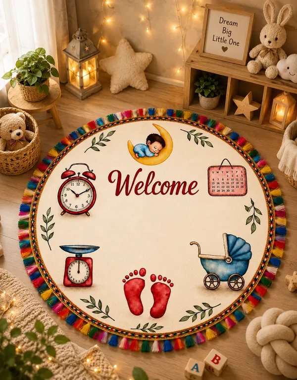 Baby_Welcome_Rumal_Footprint_Keepsake__|_(Size:17x17_Inch)_|