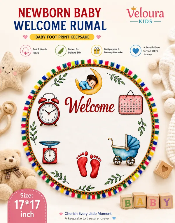 Baby_Welcome_Rumal_Footprint_Keepsake__|_(Size:17x17_Inch)_|