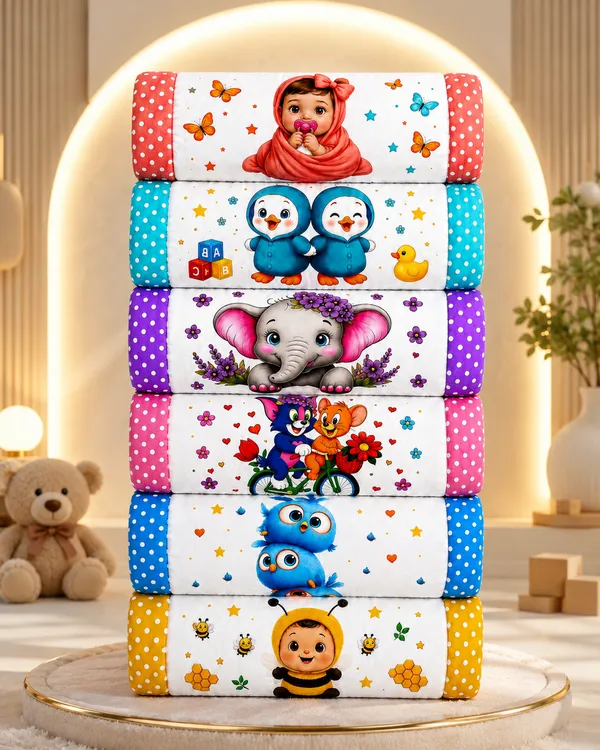 Cotton_Printed_Baby_Quilts_Set_Of_6__|_(Size:30x20_Inch)_|_Soft_Cotton_Sleeping_Mattress_|