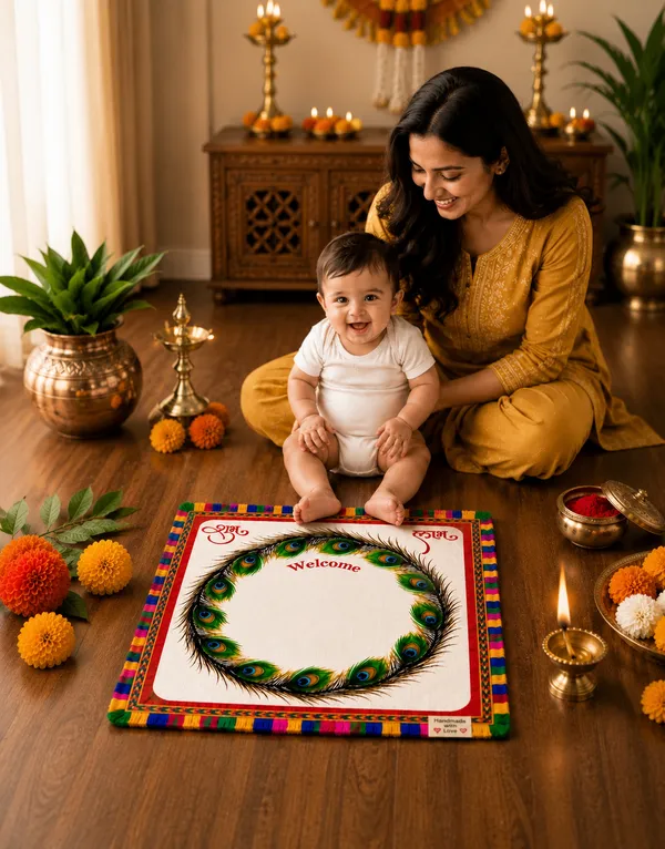Cotton_Festive_Peacock_Print_Welcome_Mat__|_(Size:17x17_Inch)_|