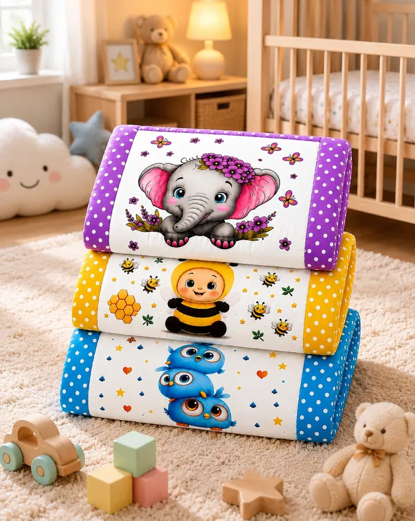 Multicolour_Printed_Baby_Sleeping_Mattress_Set_Of_3__|_(Size:30x20_Inch)_|