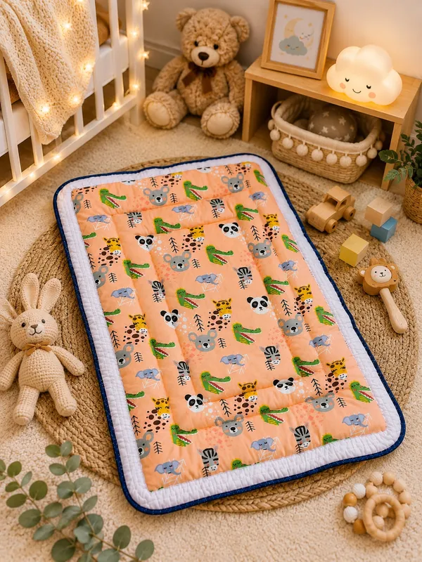 Multicolour_Quilted_Baby_Sleeping_Mat_for_Babies__|_(Size:30x20_Inch)_|_Soft_Cotton_Sleeping_Mattress_|