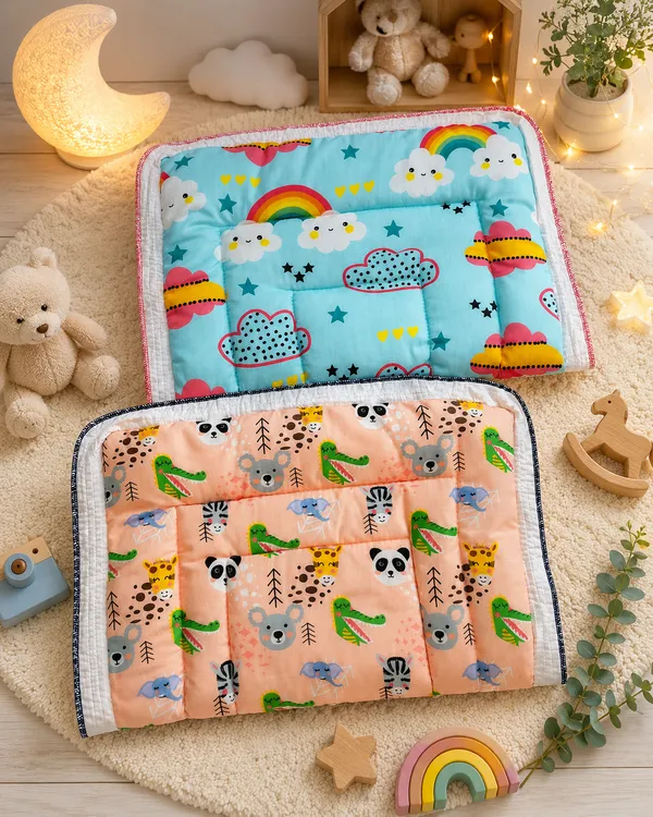 Multicolour_Quilted_Baby_Sleeping_Mat_for_Babies__|_(Size:30x20_Inch)_|_Soft_Cotton_Sleeping_Mattress_|