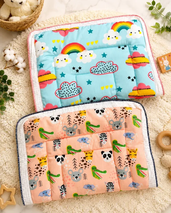 Multicolour_Quilted_Baby_Sleeping_Mat_for_Babies__|_(Size:30x20_Inch)_|_Soft_Cotton_Sleeping_Mattress_|