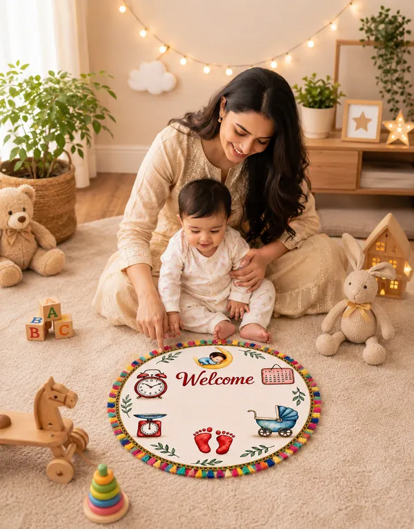 Baby_Welcome_Rumal_Footprint_Keepsake__|_(Size:17x17_Inch)_|