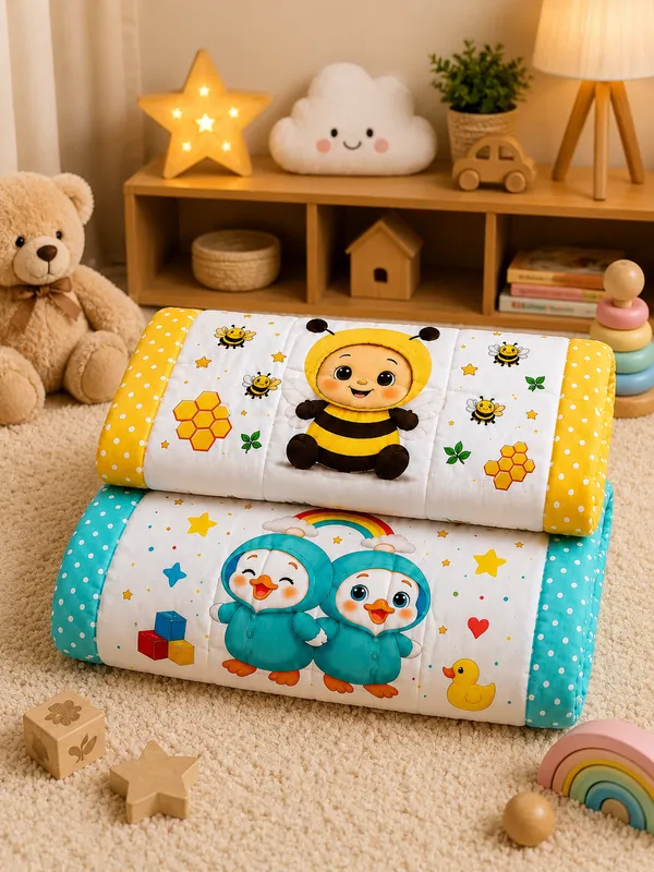 Quilted_Fabric_Cartoon_Print_Baby_Sofa__|_(Size:30x20_Inch)_|_Soft_Cotton_Sleeping_Mattress_|