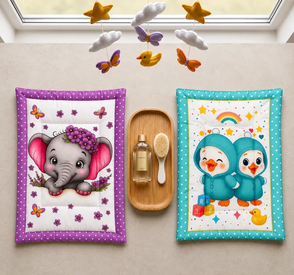 Printed_Cartoon_Baby_Mattress__With_Rounded_Bolster_Design__|_(Size:30x20_Inch)_|_Soft_Cotton_Sleeping_Mattress_|