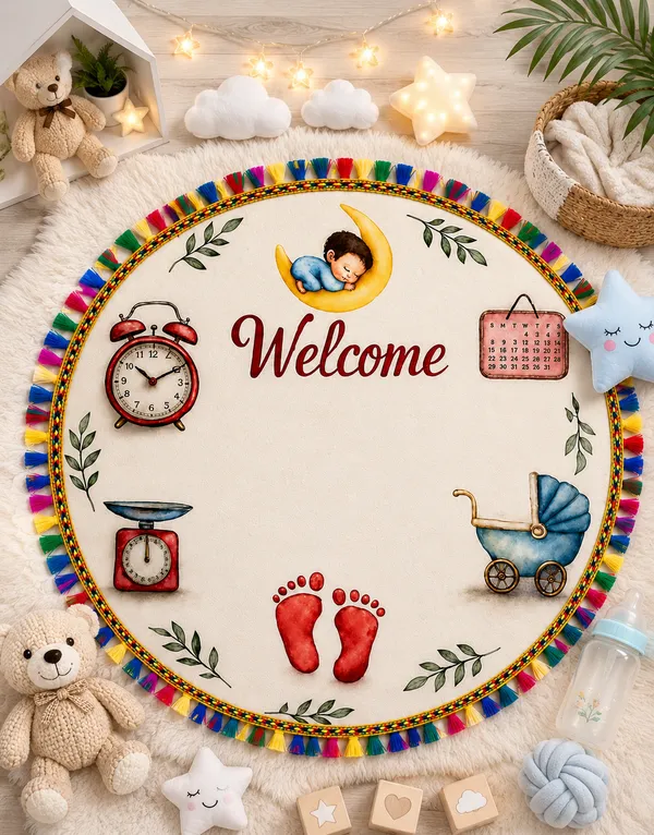 Baby_Welcome_Rumal_Footprint_Keepsake__|_(Size:17x17_Inch)_|