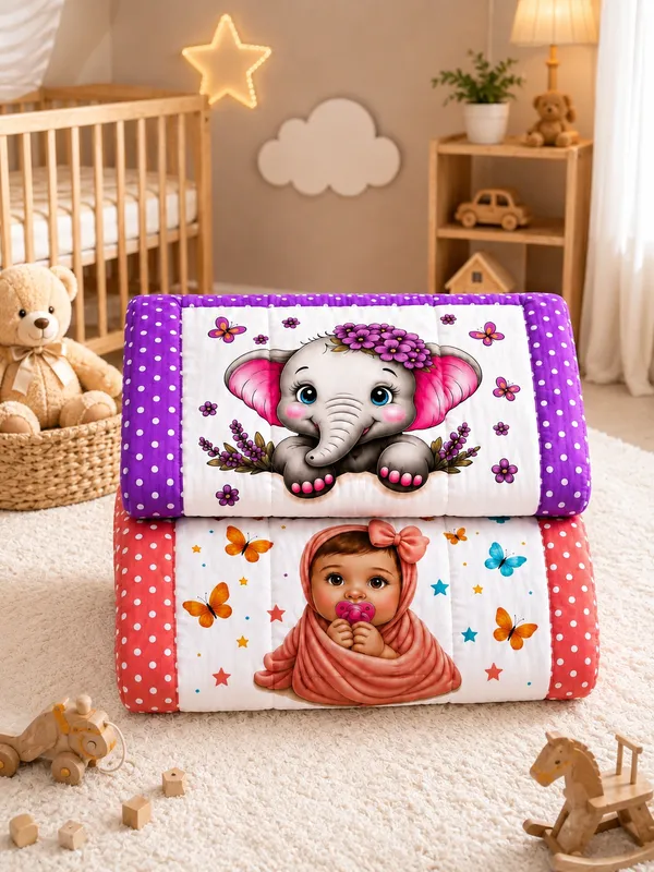 Printed_Elephant_And_Baby_Theme_Baby_Sleeping_Mattress_Set