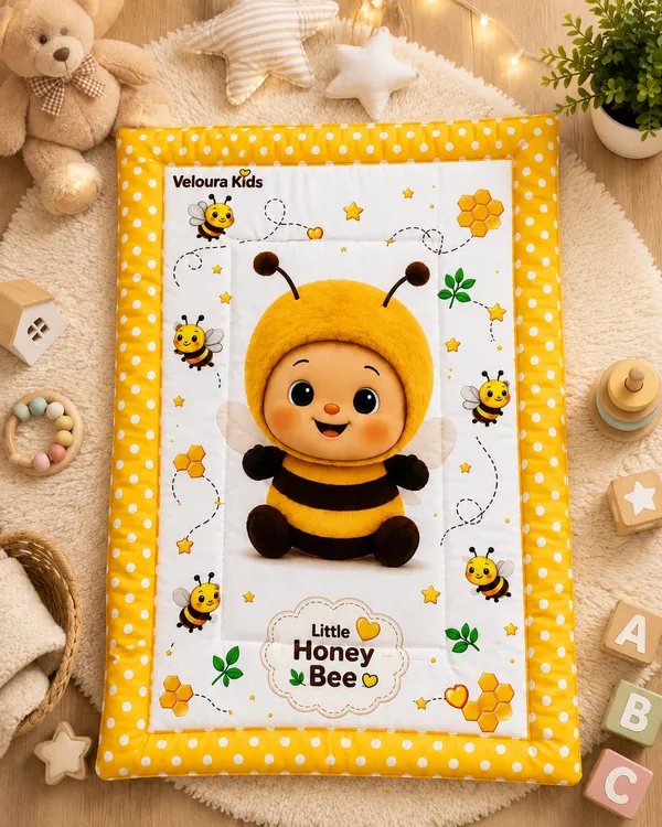 Yellow_Cotton_Honey_Bee_Baby_Nap_Mat__|_(Size:30x20_Inch)_|_Soft_Cotton_Sleeping_Mattress_|