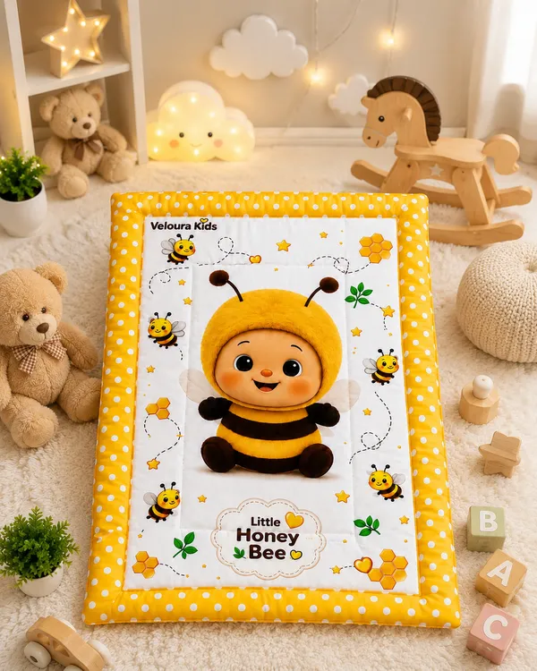 Yellow_Cotton_Honey_Bee_Baby_Nap_Mat__|_(Size:30x20_Inch)_|_Soft_Cotton_Sleeping_Mattress_|