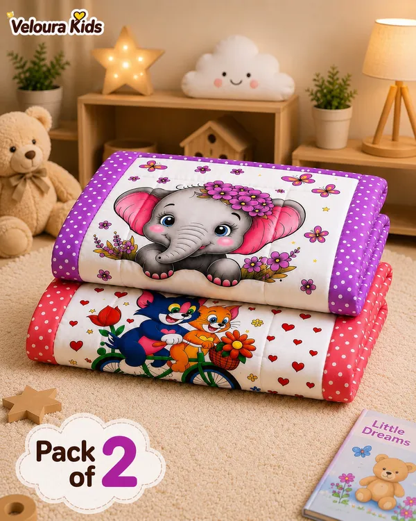 Kids_Printed_Animal_Design_Sleeping_Mattress_Set_Of_2