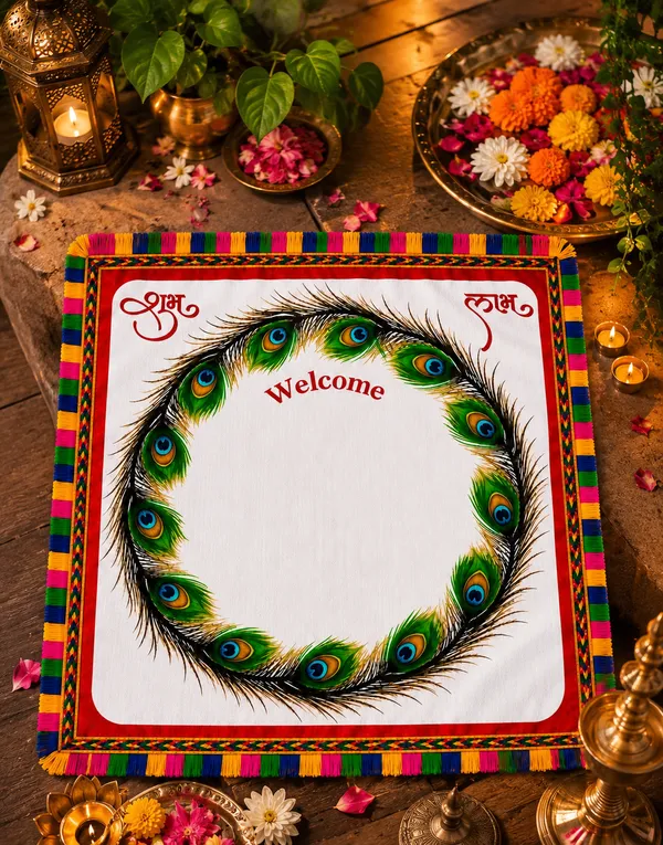 Cotton_Festive_Peacock_Print_Welcome_Mat__|_(Size:17x17_Inch)_|