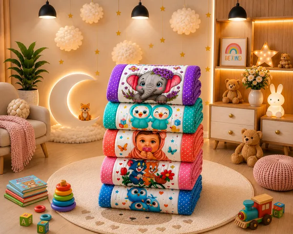 Multicolour_Cartoon_Print_Baby_Blanket__|_(Size:30x20_Inch)_|_Soft_Cotton_Sleeping_Mattress_|
