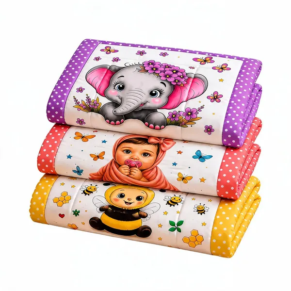 Printed_Cartoon_Baby_Mattress_Set_Of_3_|_(Size:30x20_Inch)_|_Soft_Cotton_Sleeping_Mattress