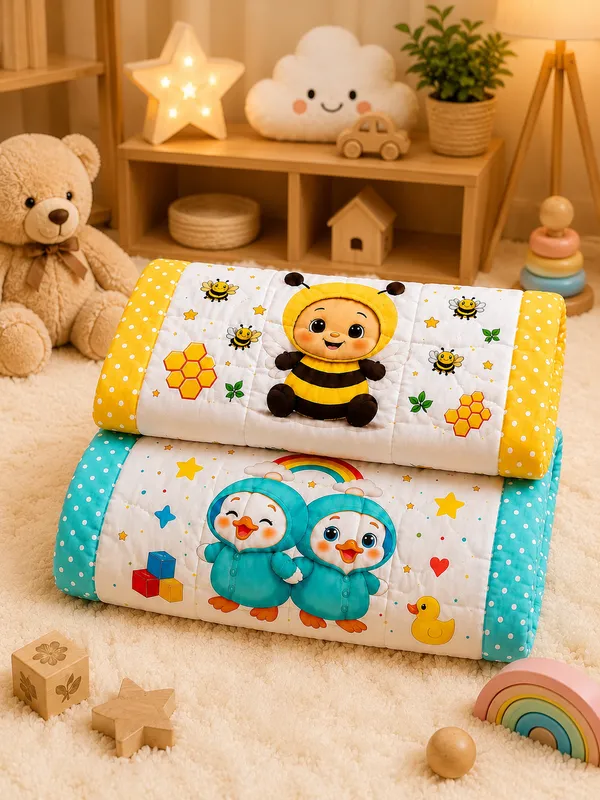 Quilted_Fabric_Cartoon_Print_Baby_Sofa__|_(Size:30x20_Inch)_|_Soft_Cotton_Sleeping_Mattress_|
