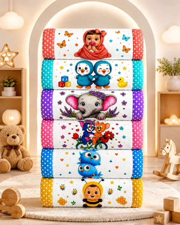 Cotton_Printed_Baby_Quilts_Set_Of_6__|_(Size:30x20_Inch)_|_Soft_Cotton_Sleeping_Mattress_|
