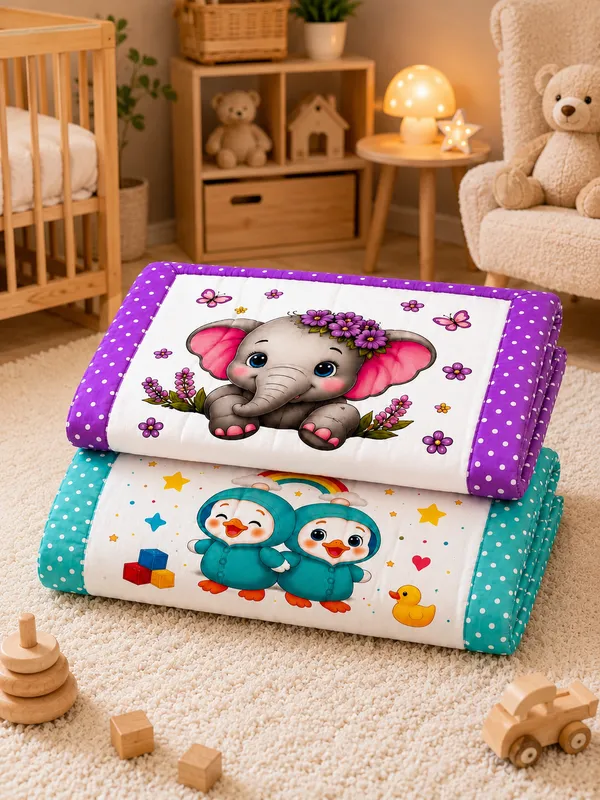 Printed_Cartoon_Baby_Mattress__With_Rounded_Bolster_Design__|_(Size:30x20_Inch)_|_Soft_Cotton_Sleeping_Mattress_|