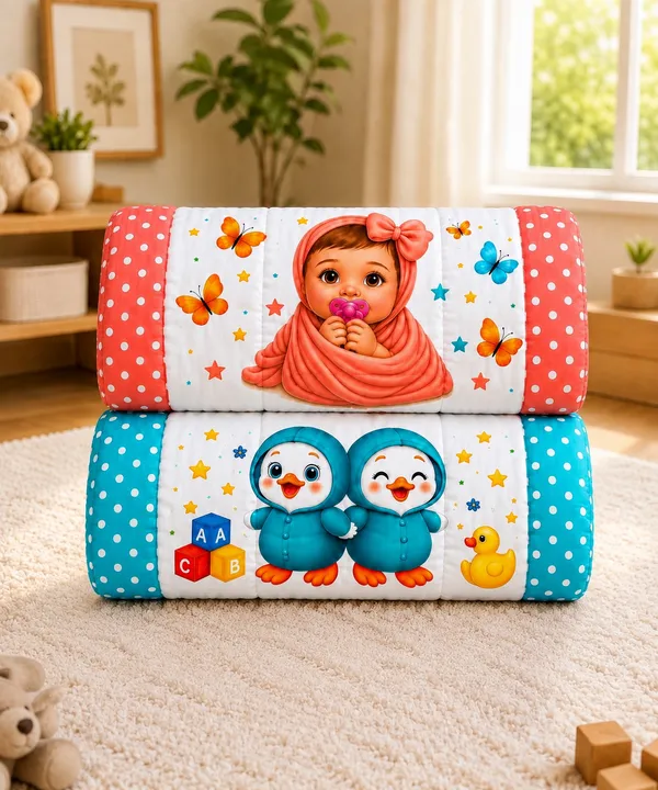 Multicolour_Printed_Padded_Baby_Sofa_Set_for_Babies__|_(Size:30x20_Inch)_|_Soft_Cotton_Sleeping_Mattress_|