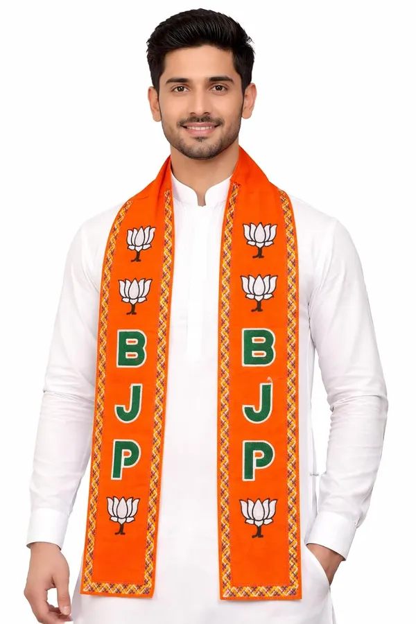 Orange_Velvet_Bjp_Election_Campaign_Patka_Lotus_Embroidery