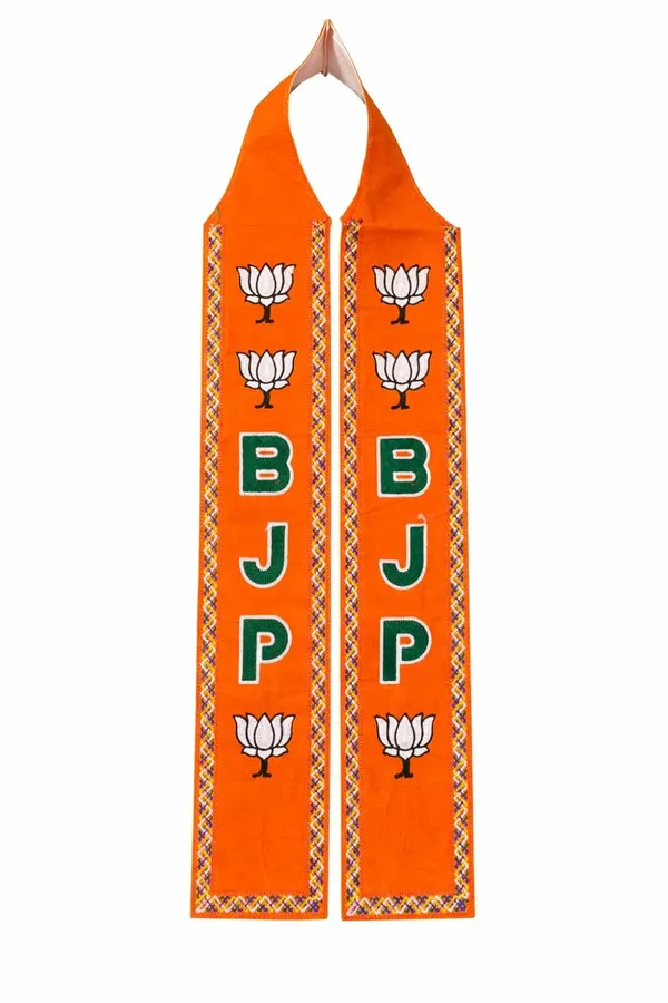 Orange_Velvet_Bjp_Election_Campaign_Patka_Lotus_Embroidery