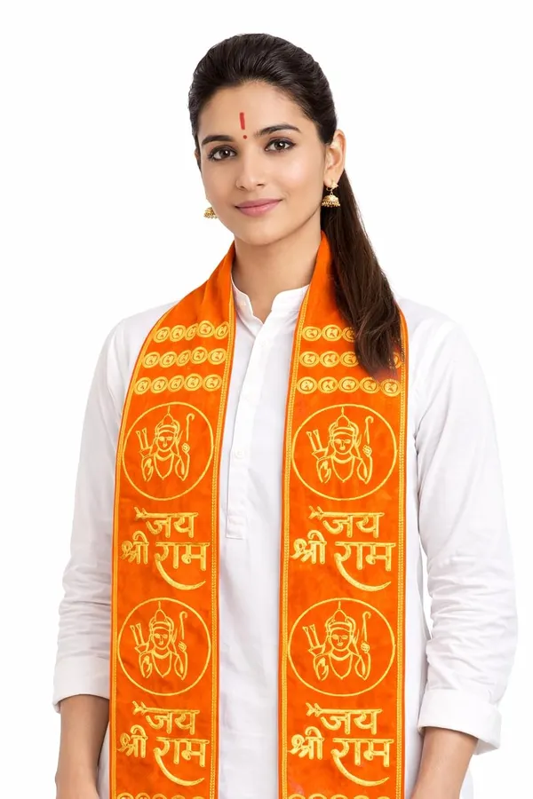 Orange_Velvet_Embroidered_Jai_Shree_Ram_Religious_Patka