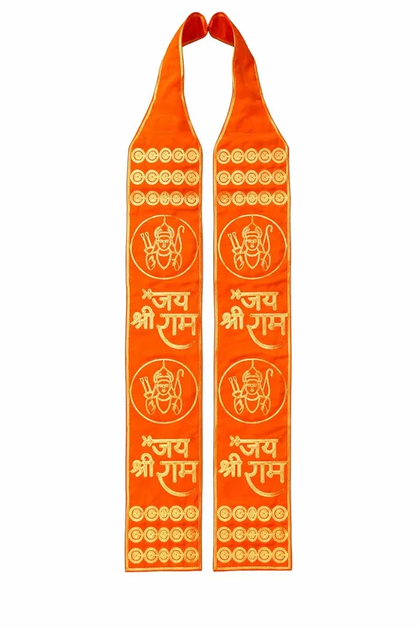 Orange_Velvet_Embroidered_Jai_Shree_Ram_Religious_Patka