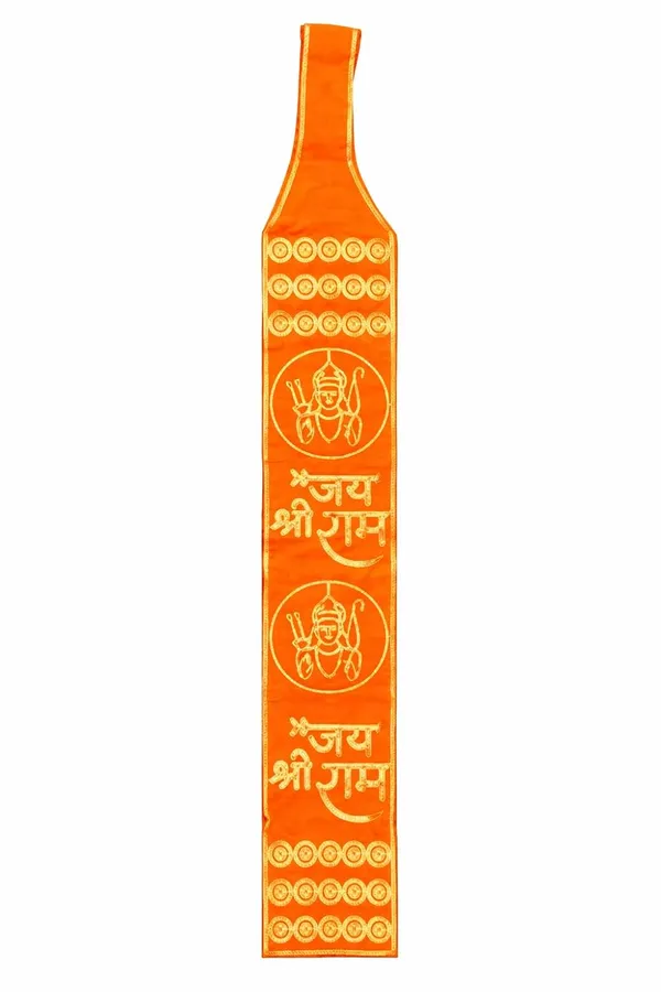 Orange_Velvet_Embroidered_Jai_Shree_Ram_Religious_Patka