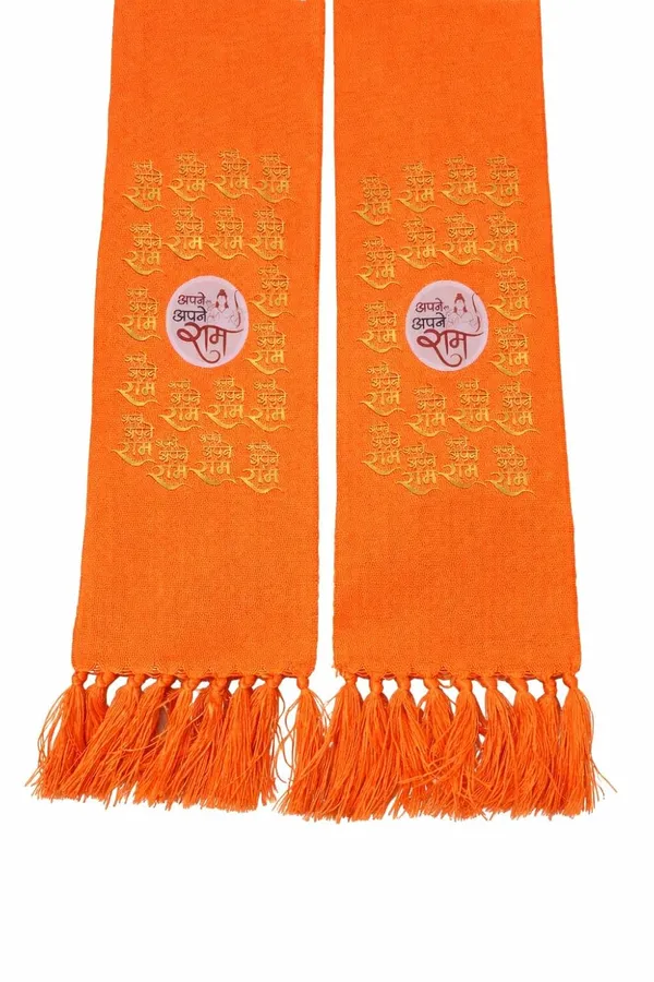 Orange_Cotton_Apne_Apne_Ram_Printed_Religious_Patka_Angavastram