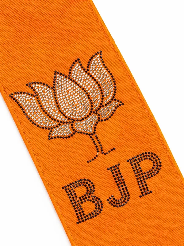 Orange_Cotton_Bjp_Lotus_Stone_Embroidered_Campaign_Patka_Scarf