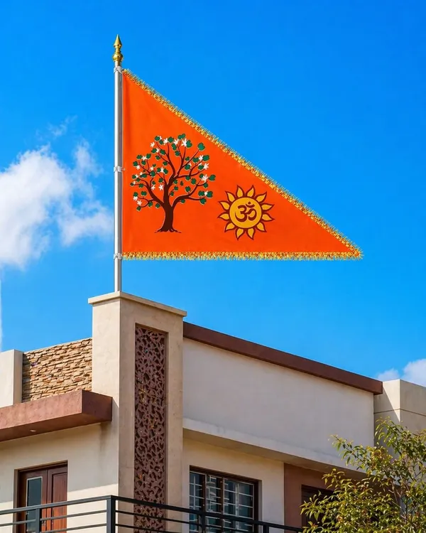 Ram_Mandir_Satin_Triangular_Dhwaj_Flag_Orange_Gold_Fringe