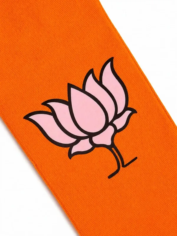 Orange_Cotton_Bjp_Lotus_Embroidered_Campaign_Patka_Scarf
