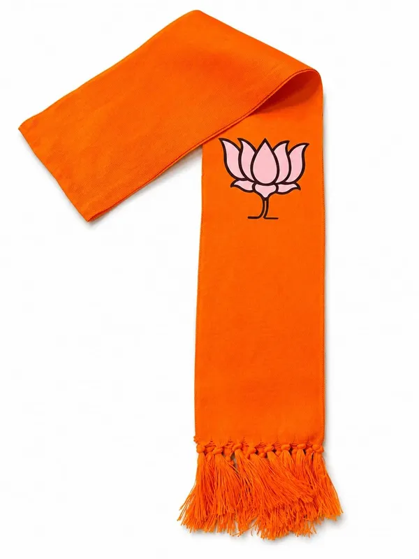 Orange_Cotton_Bjp_Lotus_Embroidered_Campaign_Patka_Scarf