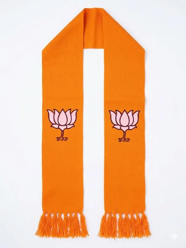 Orange_Cotton_Bjp_Lotus_Embroidered_Campaign_Patka_Scarf