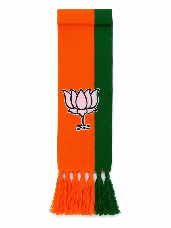 Orange_Cotton_Bjp_Lotus_Embroidered_Campaign_Patka_Scarf