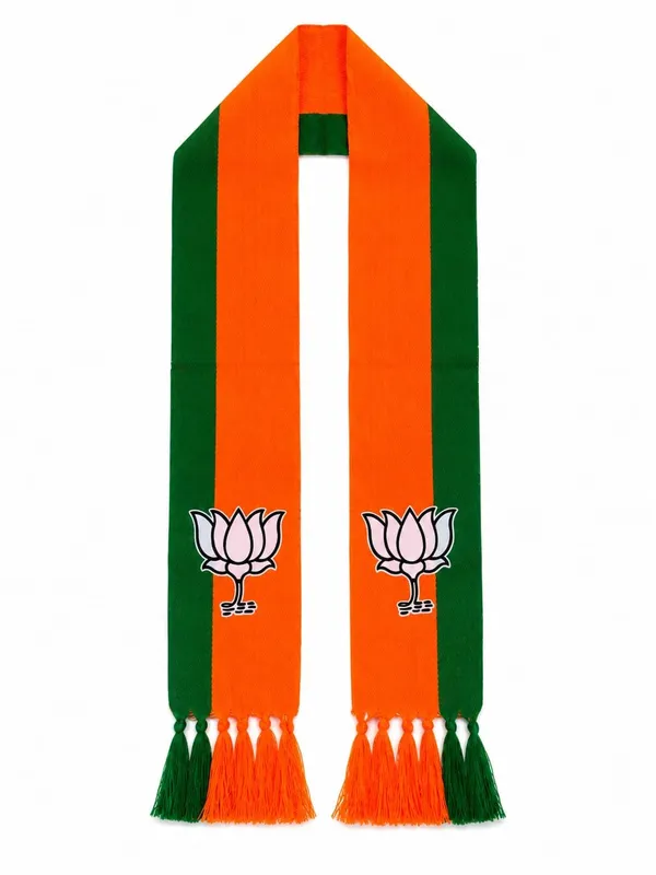Orange_Cotton_Bjp_Lotus_Embroidered_Campaign_Patka_Scarf