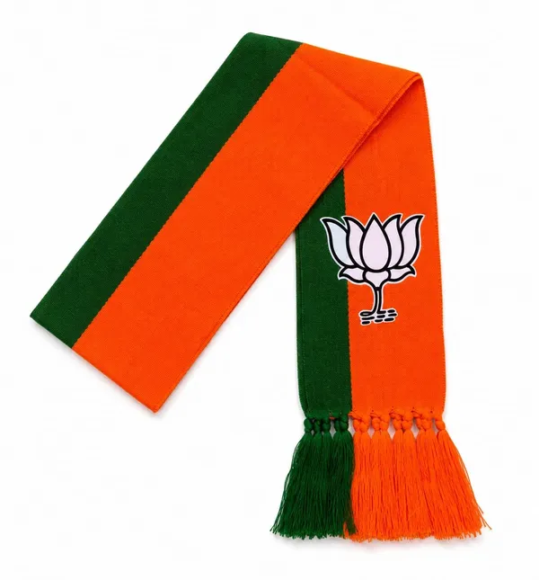 Orange_Cotton_Bjp_Lotus_Embroidered_Campaign_Patka_Scarf