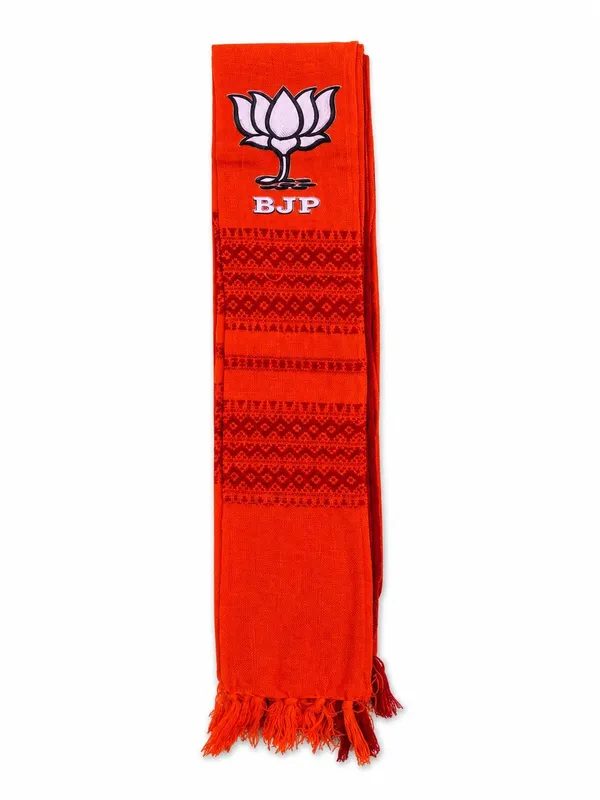 Bhagwa_Red_Cotton_Bjp_Lotus_Embroidered_Campaign_Patka_Muffler