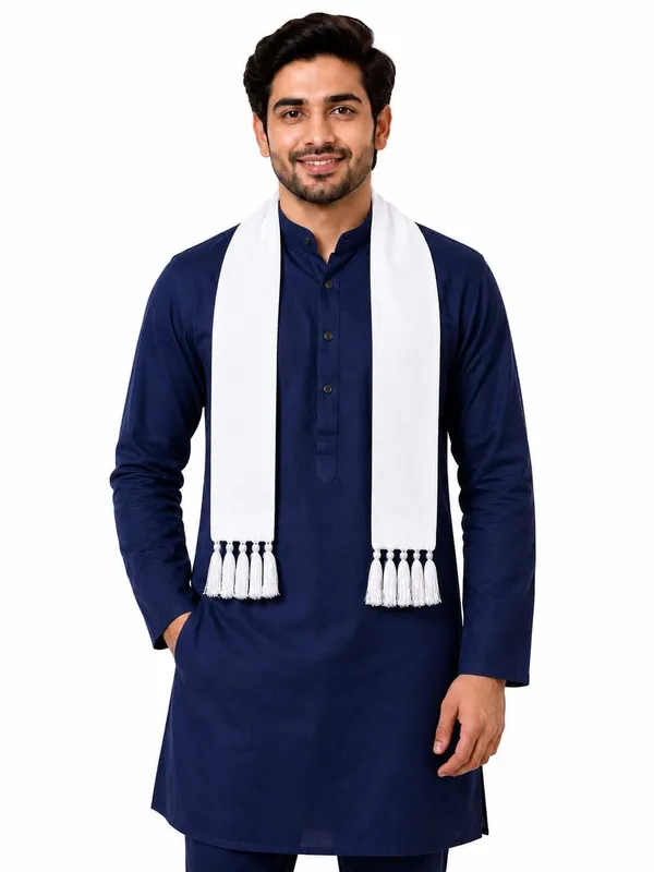 White_Cotton_Plain_Patka_Muffler_Scarf_With_Tassels